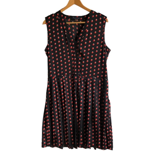 Tommy Hilfiger Dress Size 12 Sleeveless Polka Dot Black Red and White - Picture 2 of 15